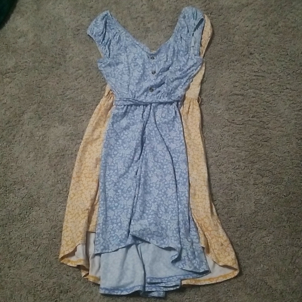 No Boundaries Blue AND Yellow Floral High-Low Sundress
